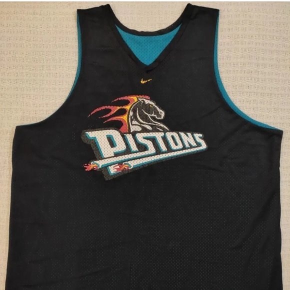 Nike Detroit Pistons Team Sport Reversible Practice Jersey Black Size XL 90s Vtg - Picture 1 of 5